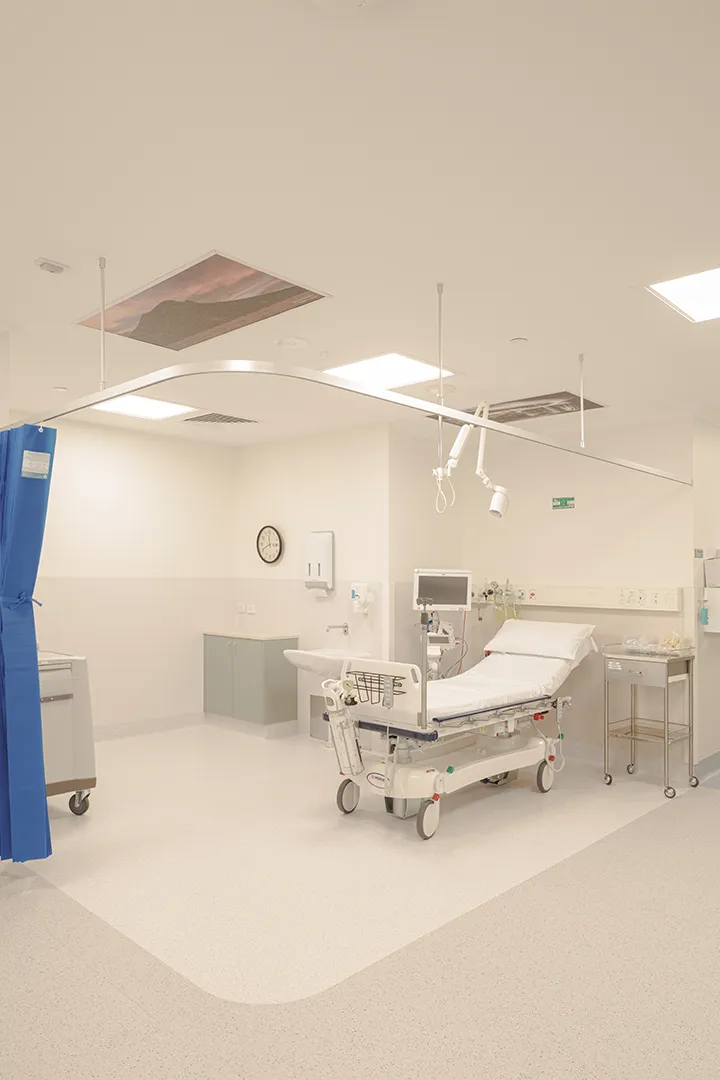 Open-plan recovery area within Stawell Hospital's expanded Post-Anaesthesia Care Unit, improving patient flow and staff efficiency.
