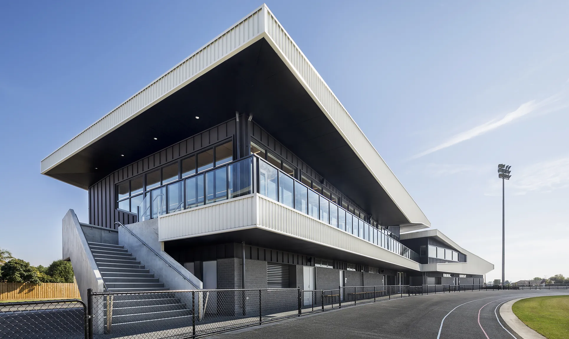West Oval Redevelopment Geelong featuring grandstand facilities, spectator viewing areas, and direct access to surrounding sports grounds.
